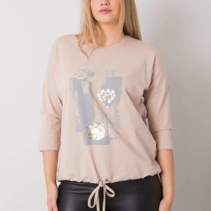 Light beige plus size blouse with Ilida print