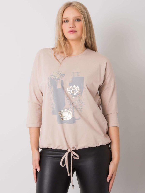 Light beige plus size blouse with Ilida print