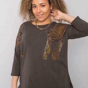 Dark khaki blouse with Ginevra applique