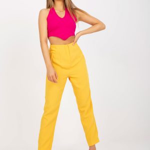 Dark Yellow Women's High Waist Cigarette Pants