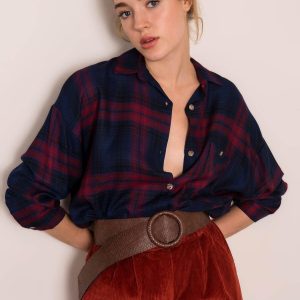 Navy Blue Plaid Shirt BSL