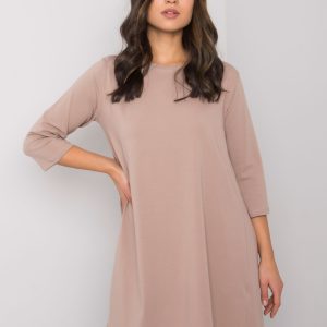 Women's dark beige dress with lace Jamelia RUE PARIS