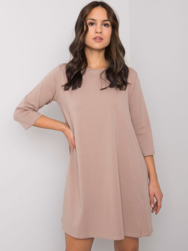 Women's dark beige dress with lace Jamelia RUE PARIS