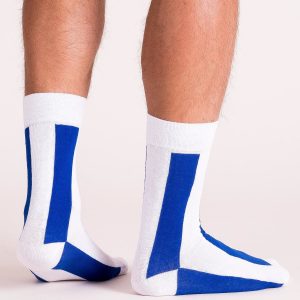 White and blue striped men's socks