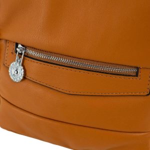 Light brown eco-leather handbag with handle