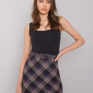 Limeira Black and Purple Checkered Mini Skirt