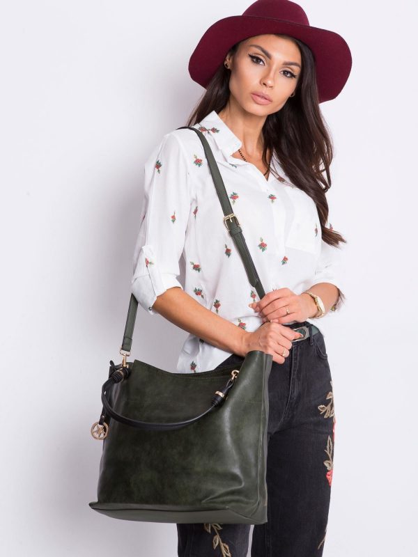 Dark green shopper bag