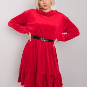 Red velour dress with Casablanca belt