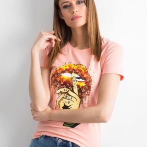 Women's T-shirt with print peach