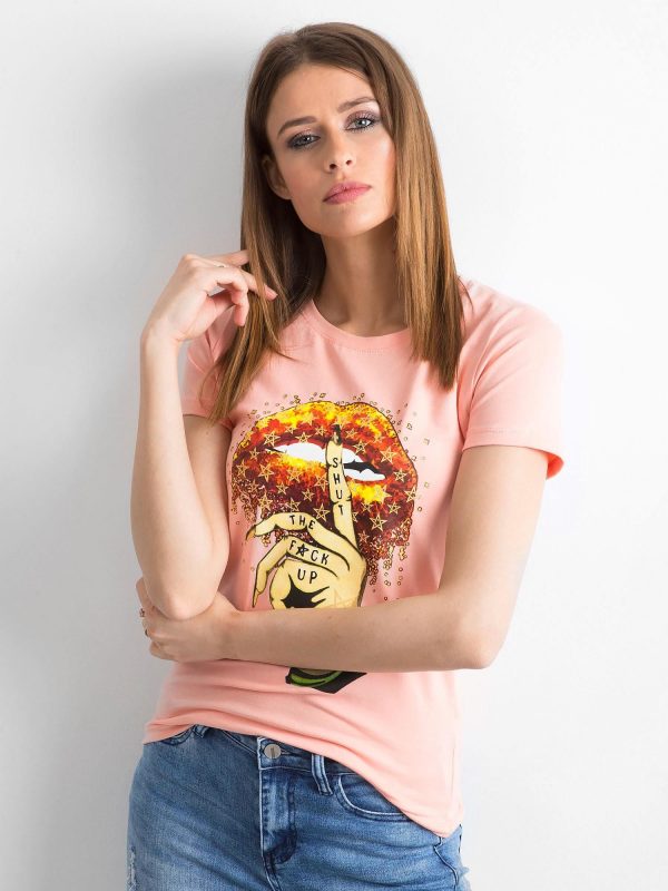 Women's T-shirt with print peach