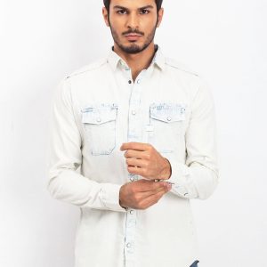 Ecru-Blue Men's Shirt Outdoor