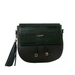 Green Leather Messenger Bag BADURA