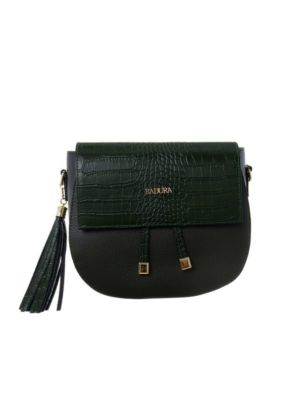 Green Leather Messenger Bag BADURA