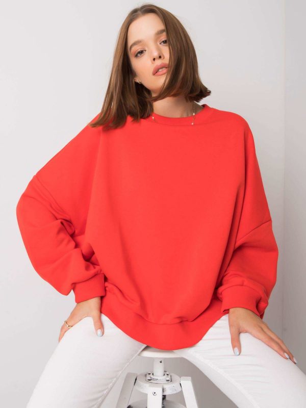 Fabrizia Red Cotton Hoodless Sweatshirt