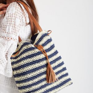 Navy blue braided bag