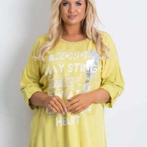 Plus size tunic with yellow print