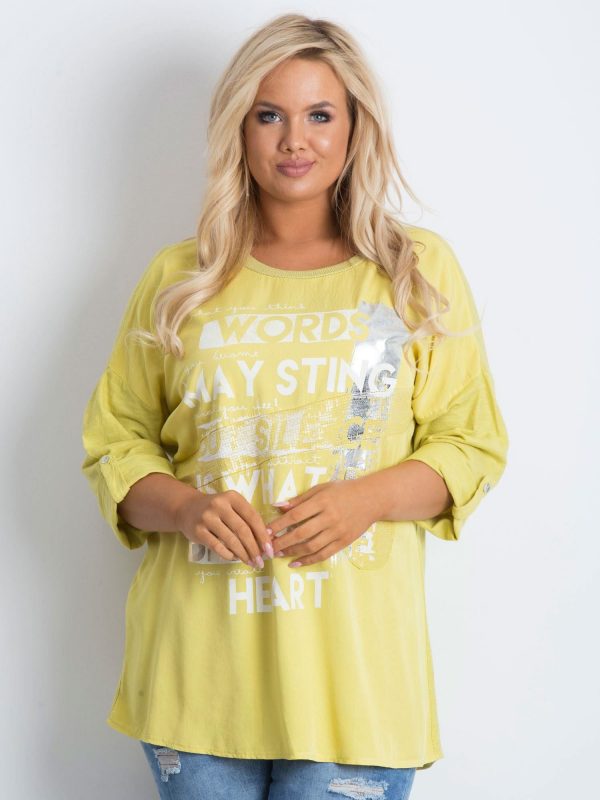 Plus size tunic with yellow print