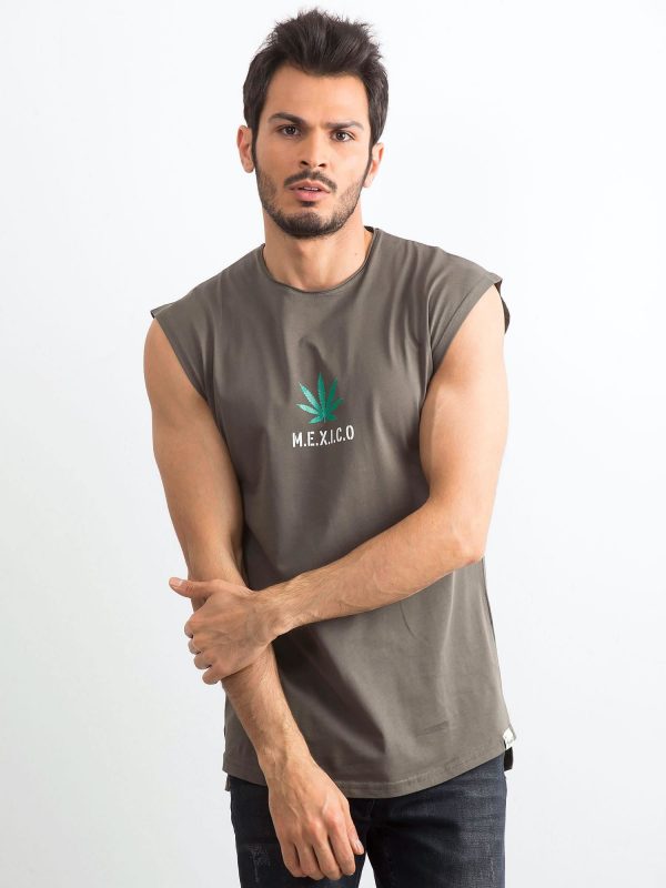 Khaki T-shirt for men with print