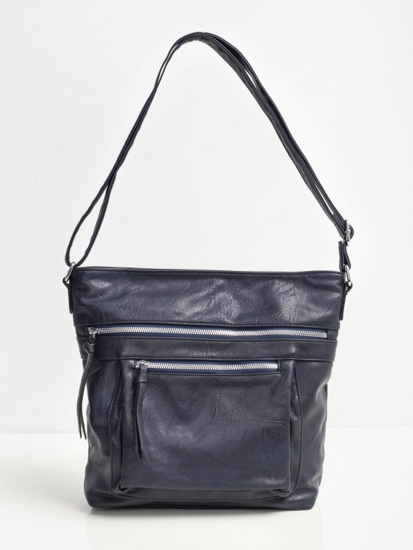 Dark blue bag with zippers