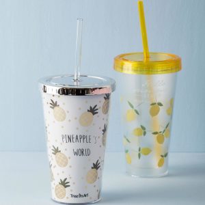 White mug with straw