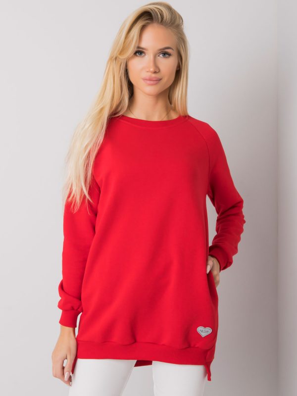 Red cotton sweatshirt with pockets Candri RUE PARIS