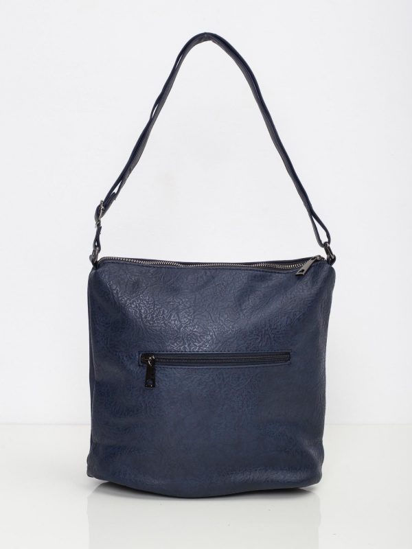 Dark blue women's handbag with zipper