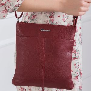 Burgundy eco-leather handbag