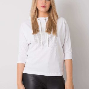 White plus size blouse with Teana applique