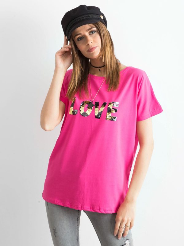 Dark pink loose t-shirt Lovers