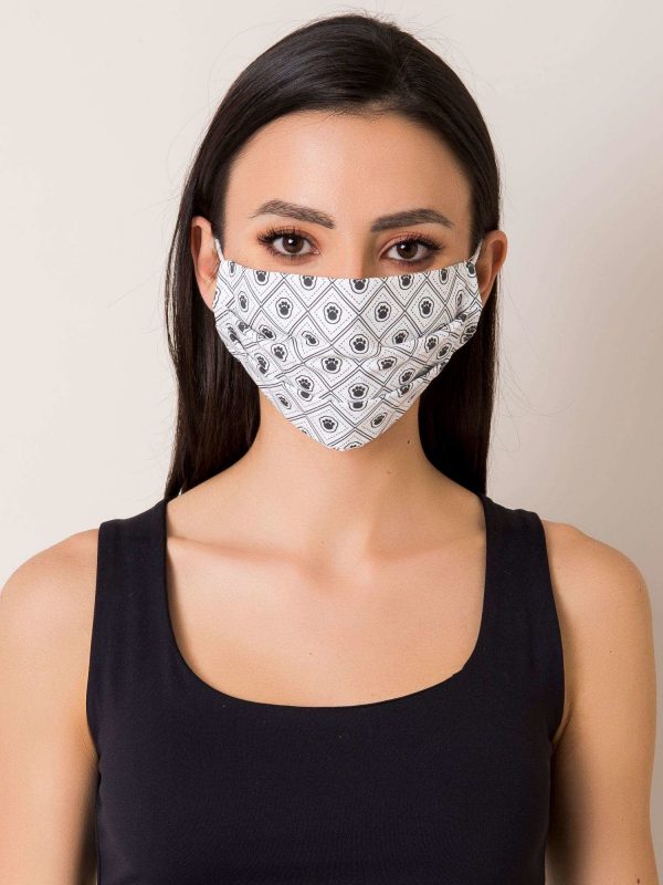 White-Black Patterned Protective Mask