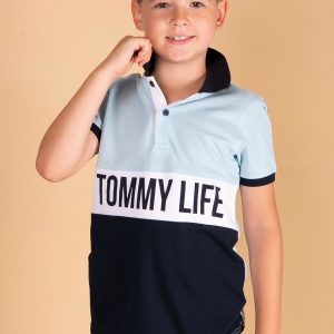 TOMMY LIFE Light blue polo shirt for boy