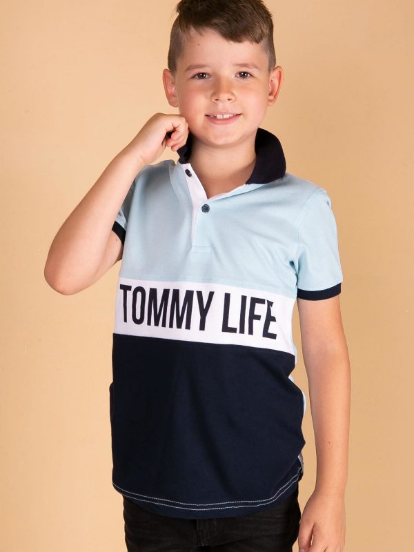 TOMMY LIFE Light blue polo shirt for boy