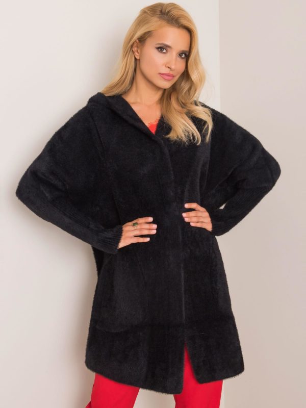 Carolyn's black alpaca coat