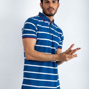 Dark Blue Men's Throwback Polo Shirt