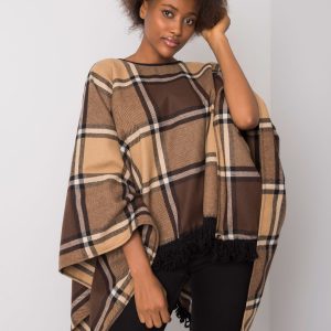 Beige and brown Morine women's poncho