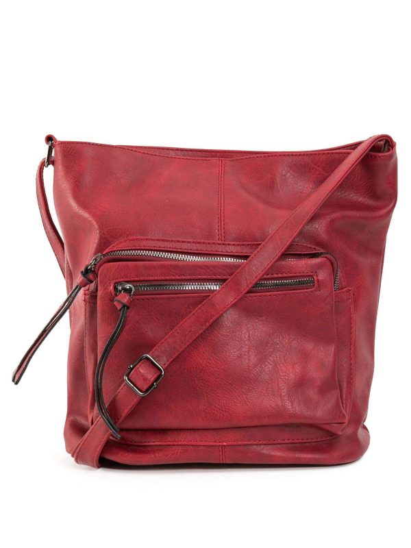 Dark red imitation leather bag