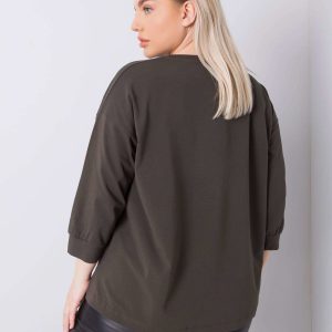 Dark khaki blouse plus size Liv