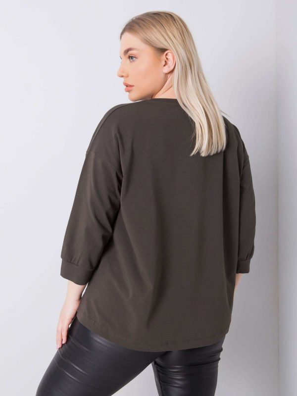 Dark khaki blouse plus size Liv