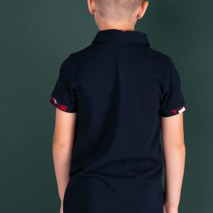 TOMMY LIFE Navy blue polo shirt for boy with print