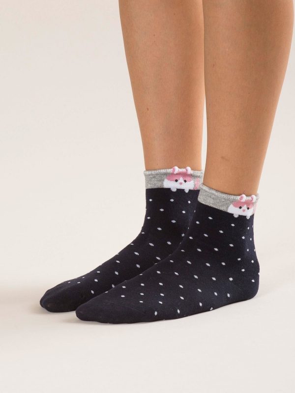 Navy blue polka dot socks 3-pack