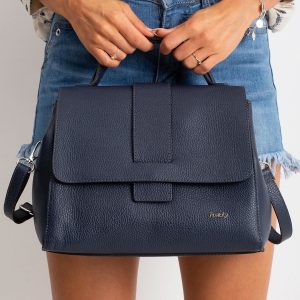 Dark Blue Ladies Leather Handbag