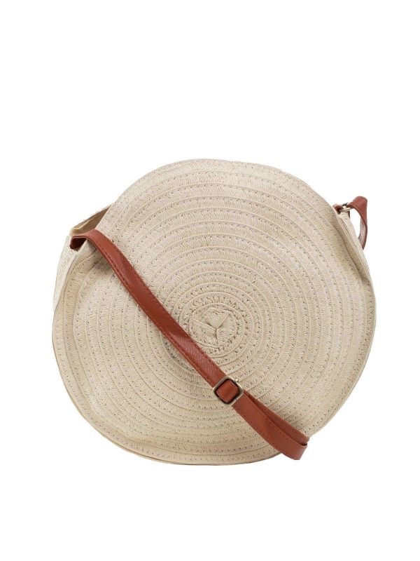 Beige round braid bag