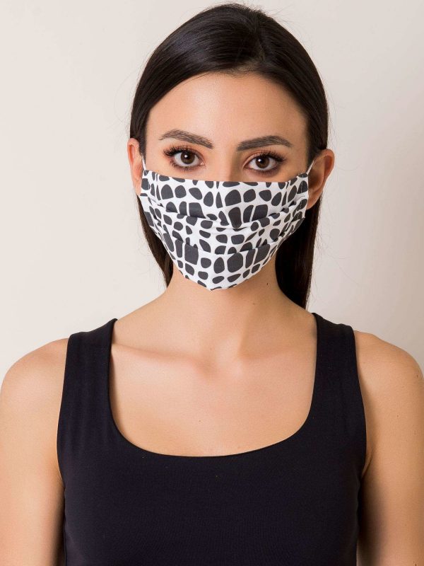 White and black protective mask with pattern