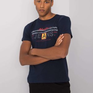 Navy blue t-shirt for men with round neck Royce