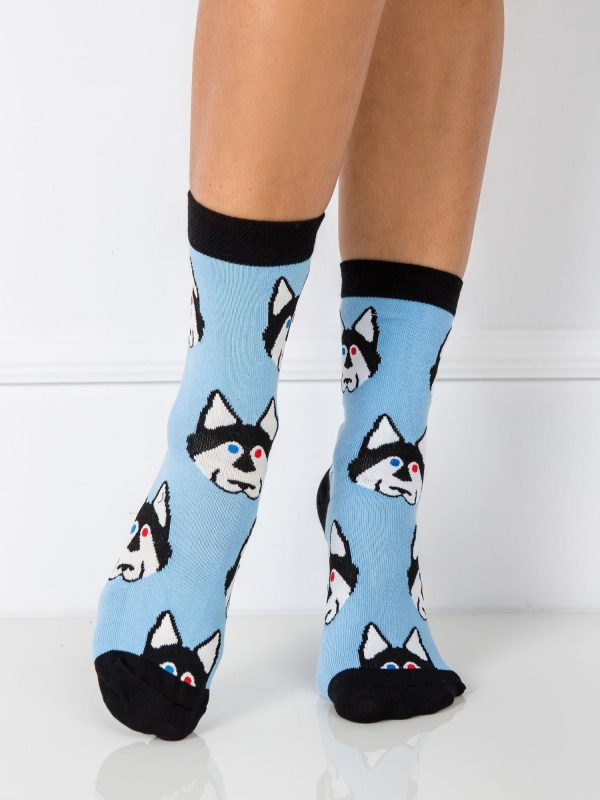 Blue Patterned Ladies Socks