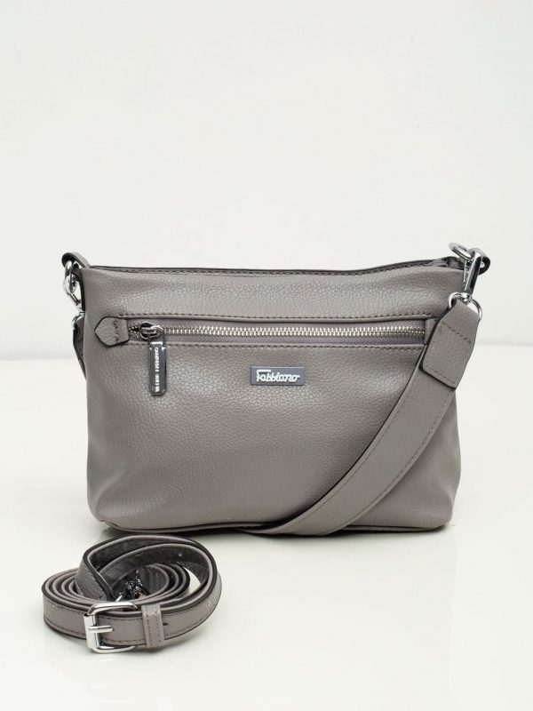 Grey handbag with detachable strap