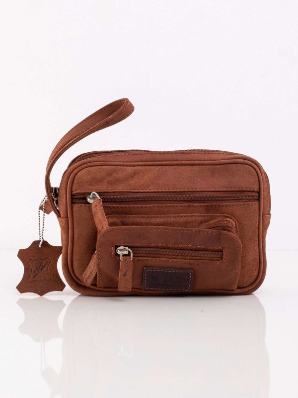 Brown leather sachet for men