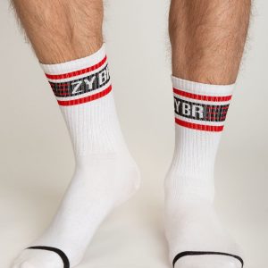 Men's white socks with lettering