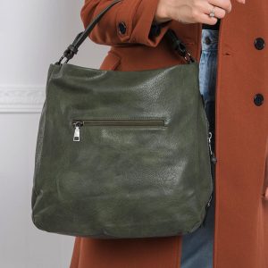 Dark green eco-leather bag