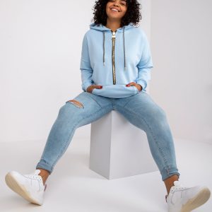 Light Blue Plus Size Zipper Sweatshirt Amanda